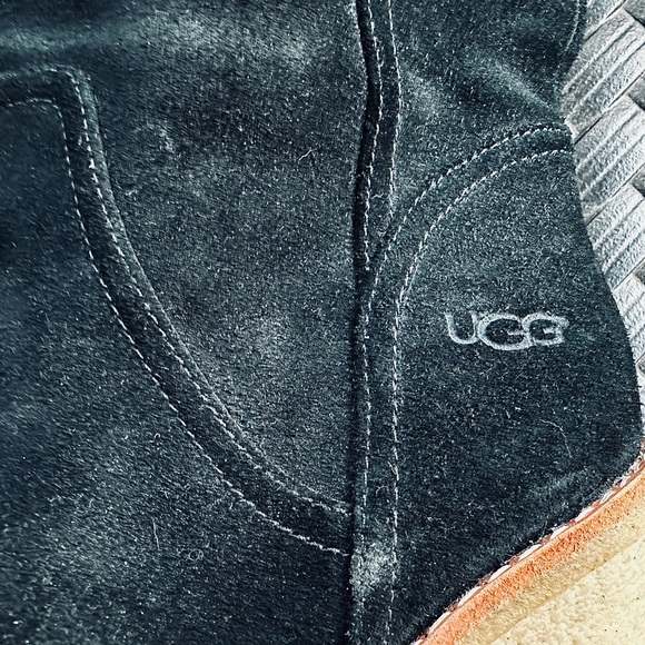 UGG JOSIE TALL BOOTS BLACK SUEDE HEELS ADULT SIZE 8 - Picture 6 of 7